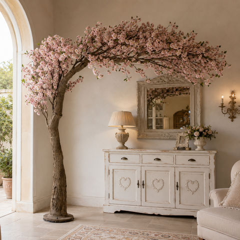 Fiore di ciliegio artificiale ad albero – h 320 cm (grigio/bianco, plastica) by Clayre & Eef