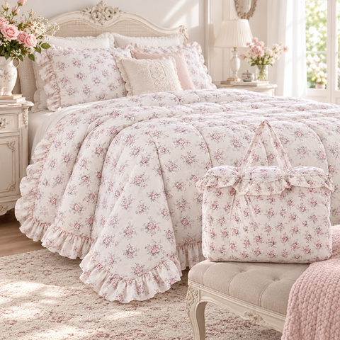 Trapunta Matrimoniale Floreale con Gala 7 cm 460 GSM – Sogni in Fiore by Blanc Mariclò, 250x250 cm