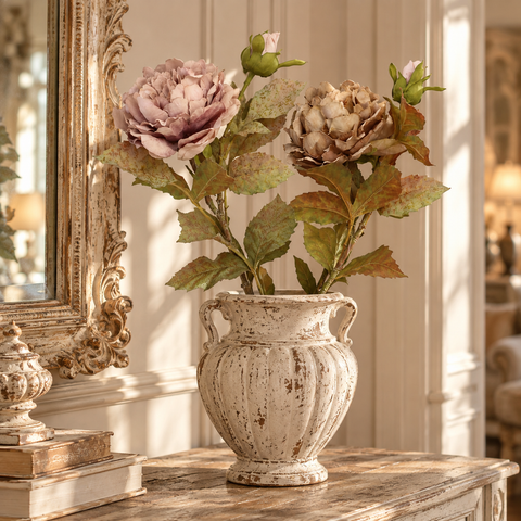 Peonie artificiali con bocciolo Gardena Blanc MariClò rosa antico e beige
