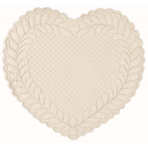 Tovaglietta Americana a Cuore Trapuntata Amore Naturale by 42x42cm 100% Cotone