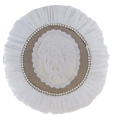 Cuscino Arredo Ricamato in Cotone e Lino – Blanc MariClò, 45x45cm