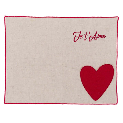 Tovaglietta con Porta Tovagliolo Je t’Aime in Cotone – 45x35 cm