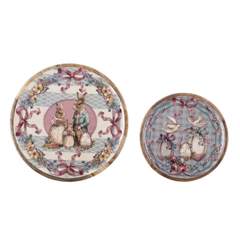 Set 2 Vassoi in Legno di Mango Joyeuses Pâques – 40x40 cm