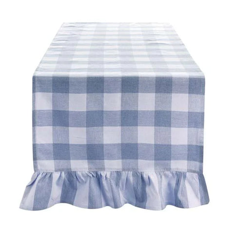 Runner con Gala 10cm Bolgheri Azzurro by Blanc Mariclò - Cotone, 50x160 cm