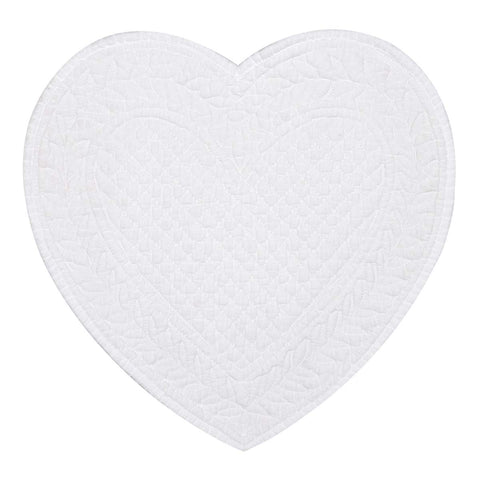 Set Americano a Cuore Trapuntato Bianco by Blanc Mariclò - 100% Cotone 42x42 cm