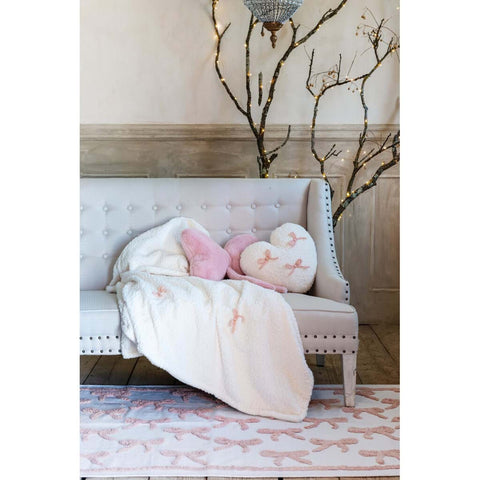Set Plaid in Pile e Cuscino a Cuore Fiocco Pop by Blanc Mariclò - 140x170 cm