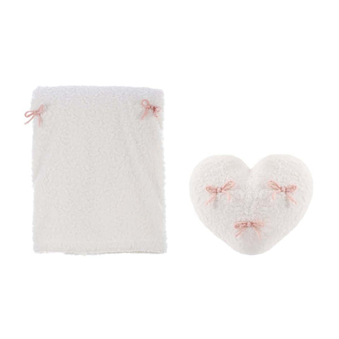 Set Plaid in Pile e Cuscino a Cuore Fiocco Pop by Blanc Mariclò - 140x170 cm