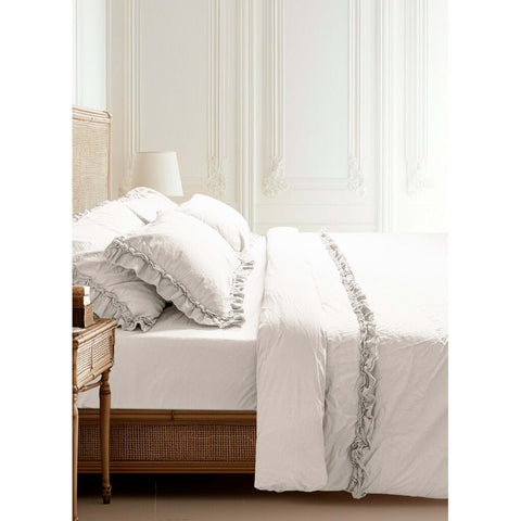 Parure Copripiumino Matrimoniale con Gala in Voile – Panna 250x200 cm + Federe 50x80 cm