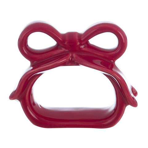 Porta Tovagliolo Fiocco Rosso Candy Cane by Blanc MariClo’ – Ceramica Natalizia