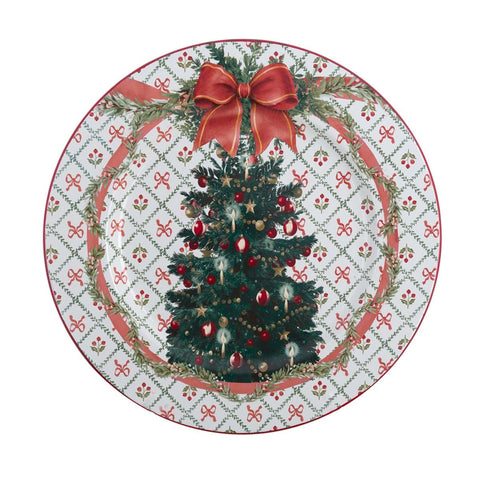 Vassoio Natalizio in Latta Favola di Natale Ø34 cm by Blanc MariClo’ – Decorazione Albero e Fiocco