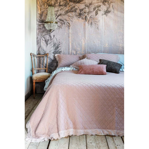 Trapunta Matrimoniale con Gala in Pizzo 260x260 cm – Pizzo Collection (Naturale, Verde, Rosa)
