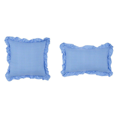 Set 2 Cuscini Sogno Vichy Azzurro con Gala by Blanc Mariclò - 45x45cm, 30x50 cm