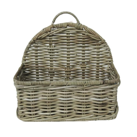 Cestino in Rattan e Metallo Azucena con Manico by Blanc Mariclò - 36x15x35 cm