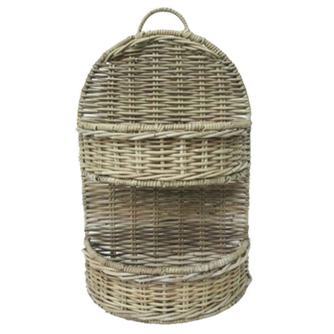Cestino a Due Ripiani in Rattan e Metallo Azucena by Blanc Mariclò - 36x15x57 cm