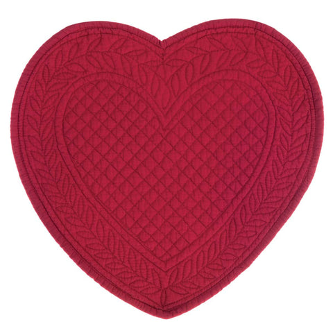 Tovaglietta Americana a Cuore Trapuntata Carmen Rosso Natale – Blanc Mariclò, 42x42cm