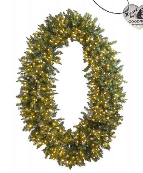Ghirlanda ovale luminosa in pino artificiale – 183 cm – 400 luci LED
