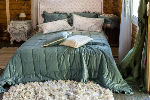 Trapunta Arya matrimoniale con federe – Avorio, Beige, Malva, Ottanio – 260×260 cm