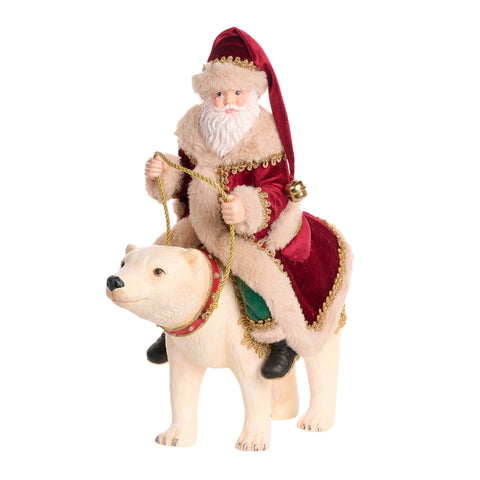 Babbo Natale su Orso Bianco con Mantello Rosso e Oro – Goodwill, 34 cm