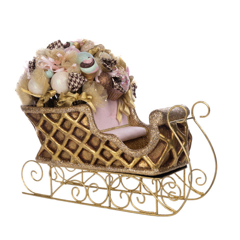 Slitta Decorativa Goodwill “Candy Waffle” in Oro e Rosa - 46 cm