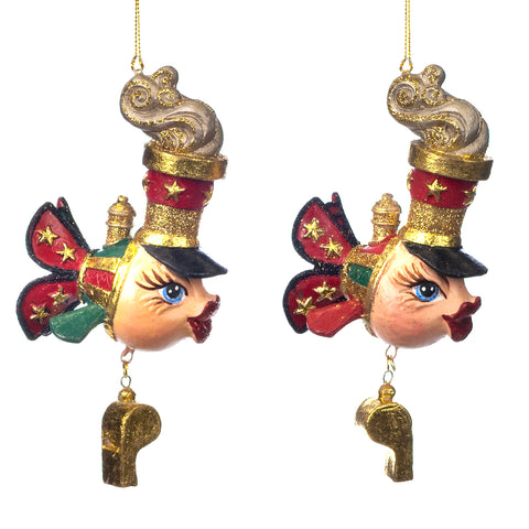 Decorazione “Santa Express Train Conductor Fish” – 15 cm – 2 Varianti