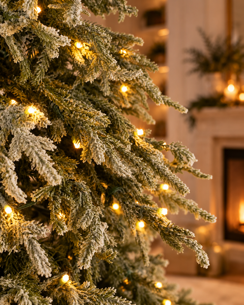 Albero di Natale Chamonix Innevato Slim con Luci LED Integrate – Kaluka Shabby Chic