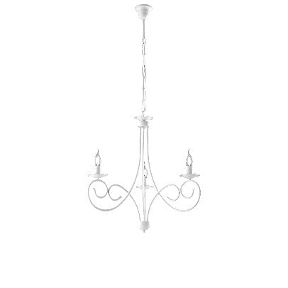Lampadario Shabby Chic in Ferro Bianco Shabby o Nero e Rame – Bianco Shabby – 3 luci