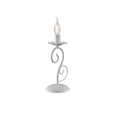 Lampada da Tavolo Shabby Chic in Ferro Bianco Shabby o Nero e Rame – Bianco Shabby