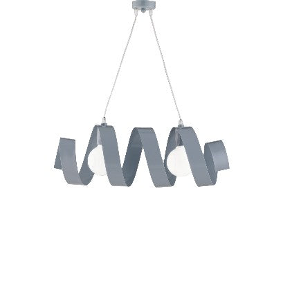 Lampada a Sospensione Moderna in Ferro Bianco, Tortora o Grigio – Grigio – 2 luci