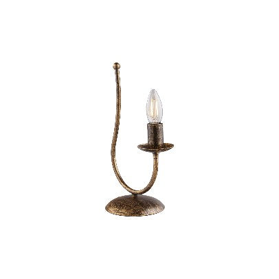 Lampada da Tavolo Vintage in Ferro Avorio Decapé o Marrone e Oro – Marrone / Oro