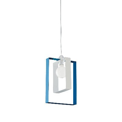 Lampada a Sospensione Country Chic in Ferro Bicolore – Bianco / Azzurro