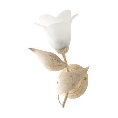 Applique Shabby Chic in Ferro Bianco e Argento o Avorio e Oro con Vetri Alabastro – Avorio / Oro