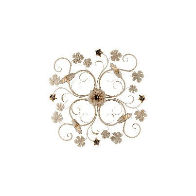 Plafoniera Vintage in Ferro Avorio o Marrone e Oro – Avorio / Oro – 4 luci