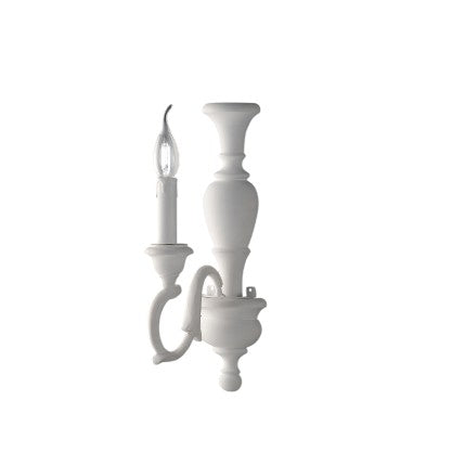 Applique Shabby Chic in Legno Bianco o Avorio e Foglia Oro – Bianco Shabby – 1 luce