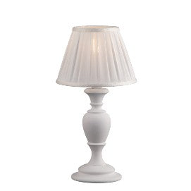 Lampada da Tavolo Shabby Chic in Legno Bianco o Avorio e Foglia Oro – Bianco Shabby – Lumetto – 1 luce