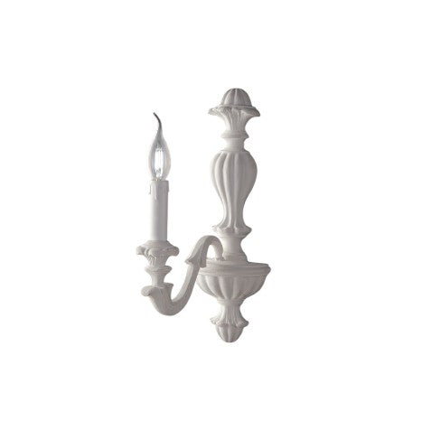 Applique Shabby Chic in Legno Bianco o Avorio e Foglia Oro – Bianco Shabby – 1 luce