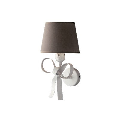 Applique Shabby Chic in Ferro Bianco con Paralumi Tortora – Bianco Shabby