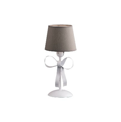Lampada da Tavolo Shabby Chic in Ferro Bianco con Paralumi Tortora – Bianco Shabby