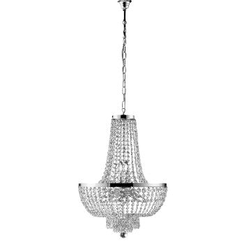 Lampadario Classico in Ferro e Ottone Dorato o Cromato con Strass – Cromo Lucido – 8 luci
