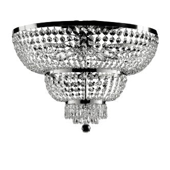 Plafoniera Classica in Ferro e Ottone Dorato o Cromato con Strass – Cromo Lucido – 8 luci