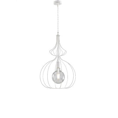 Lampada a Sospensione Vintage in Ferro Nero e Rame, Bianco e Argento o Oro – Bianco / Argento