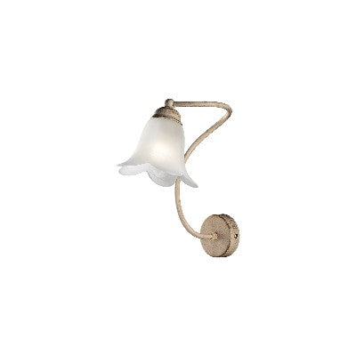 Applique Vintage in Ferro Marrone o Avorio e Oro con Vetri Alabastro – Avorio / Oro