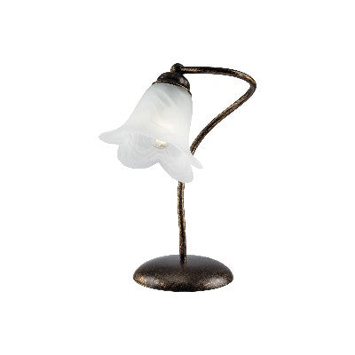 Lampada da Tavolo Vintage in Ferro Marrone o Avorio e Oro con Vetri Alabastro – Marrone / Oro