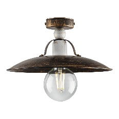 Plafoniera Vintage in Ferro Marrone e Oro o Bianco e Argento – Marrone / Oro
