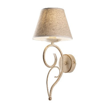 Applique Vintage in Ferro Marrone o Avorio e Oro con Paralumi Effetto Juta – Avorio / Oro