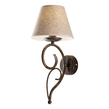 Applique Vintage in Ferro Marrone o Avorio e Oro con Paralumi Effetto Juta – Marrone / Oro