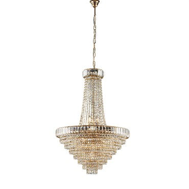 Lampadario Classico in Ferro e Ottone Dorato con Strass – Oro Lucido – 11 luci
