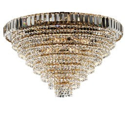 Plafoniera Classica in Ferro e Ottone Dorato con Strass – Oro Lucido – 8 luci