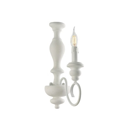 Applique Shabby Chic in Legno e Ferro Bianco o Tortora – Bianco Shabby – 1 luce