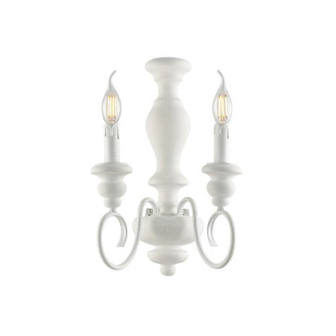 Applique Shabby Chic in Legno e Ferro Bianco o Tortora – Bianco Shabby – 2 luci