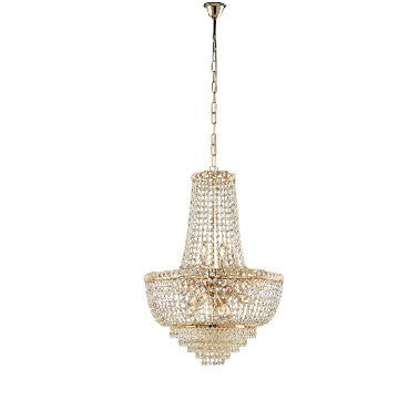 Lampadario Classico in Ferro e Ottone Dorato con Strass – Oro Lucido – 8 luci